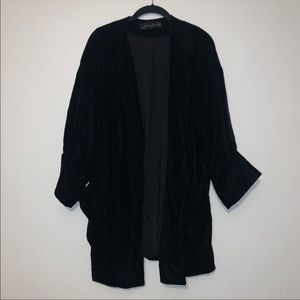 Zara Black Velvet Slouchy Blazer